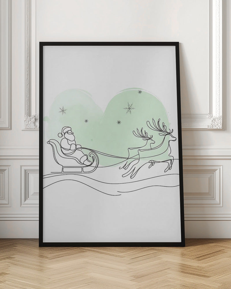 Christmas wall art with green accents - set of 3 prints - Drawnify