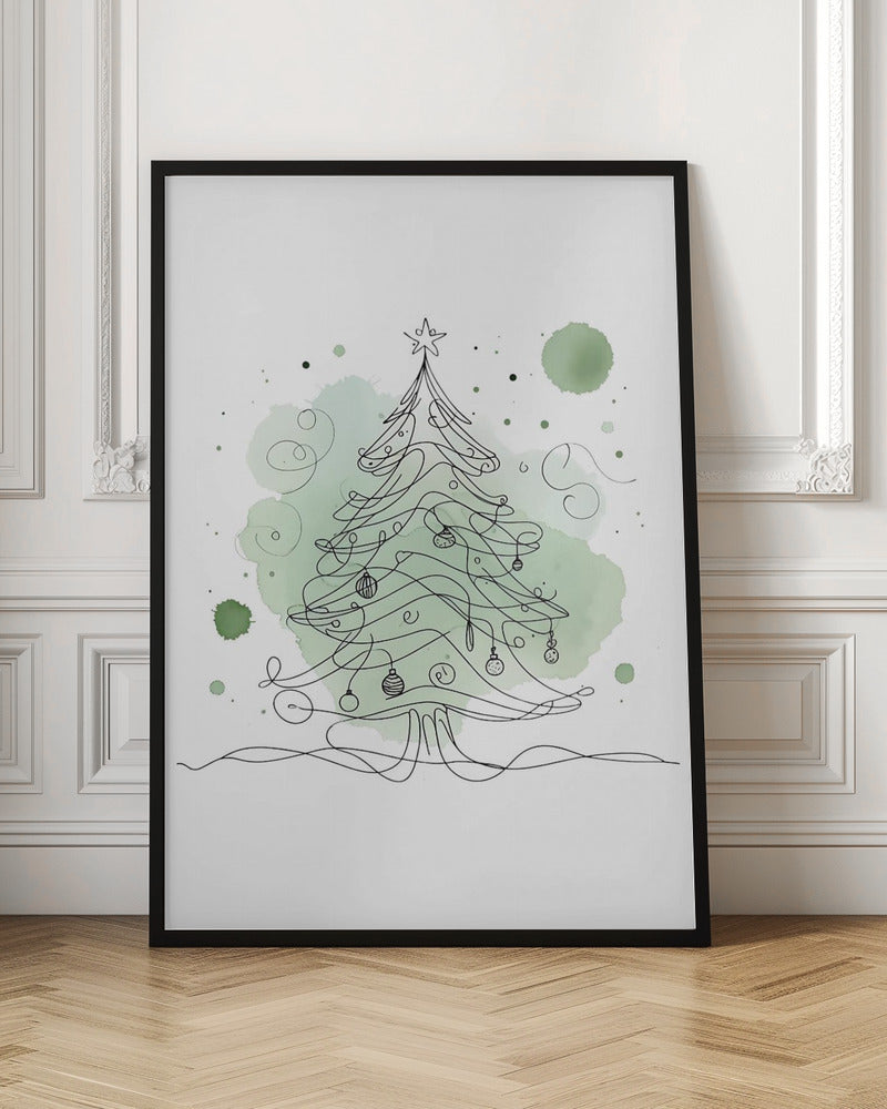 Christmas wall art with green accents - set of 3 prints - Drawnify