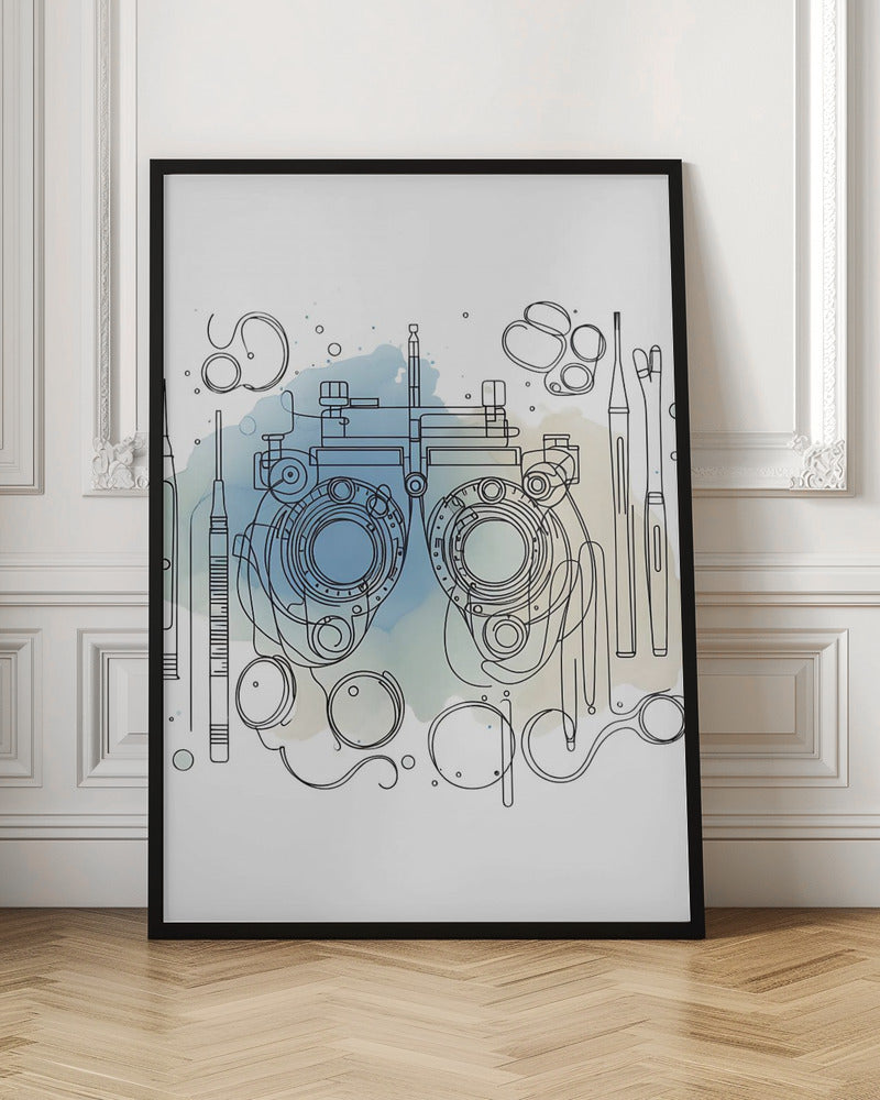 Optometrist wall art with blue accents - set of 3 prints - Drawnify