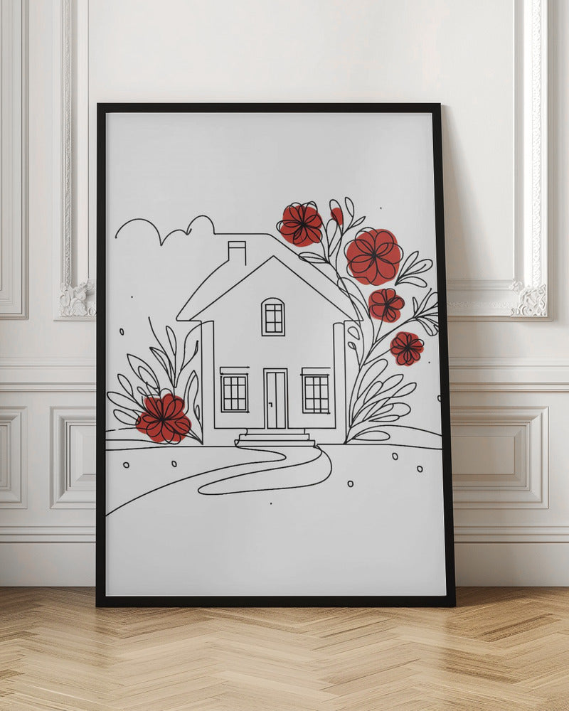 Realtor office wall art with red accents - set of 3 prints - Drawnify