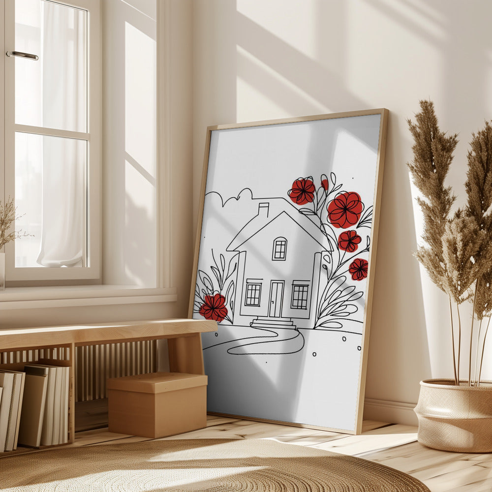 Realtor office wall art with red accents - set of 3 prints - Drawnify