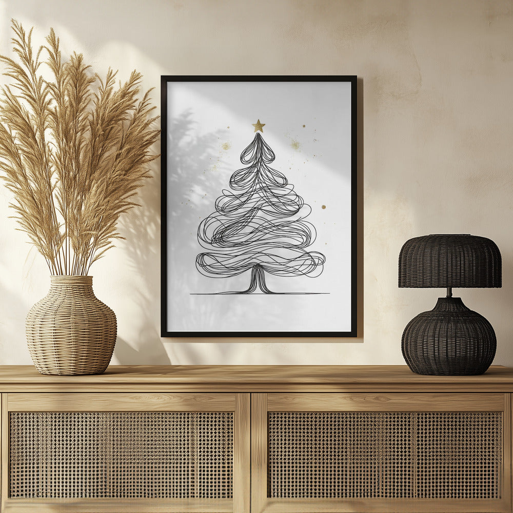 Christmas wall art with gold accents - set of 3 prints - Drawnify