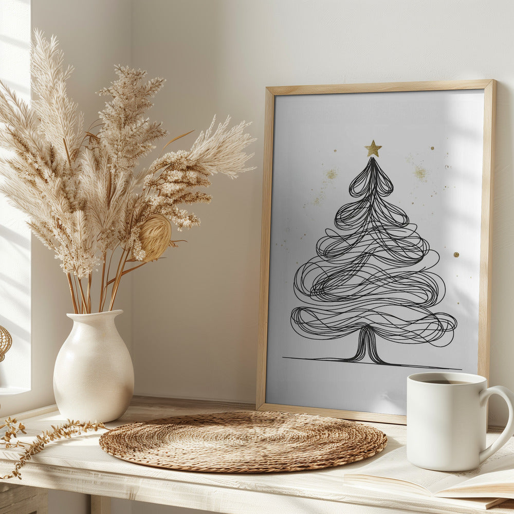 Christmas wall art with gold accents - set of 3 prints - Drawnify