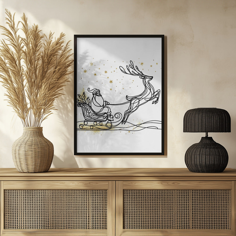 Christmas wall art with gold accents - set of 3 prints - Drawnify