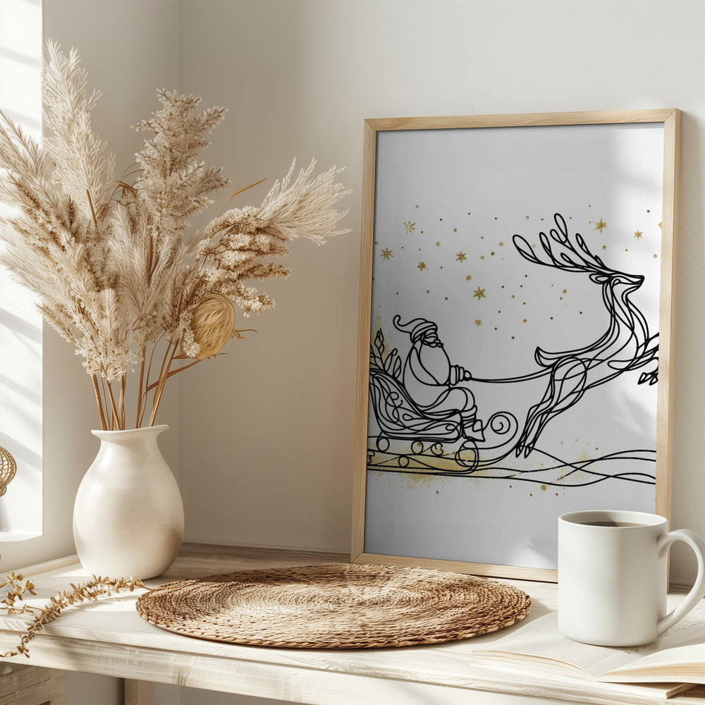 Christmas wall art with gold accents - set of 3 prints - Drawnify