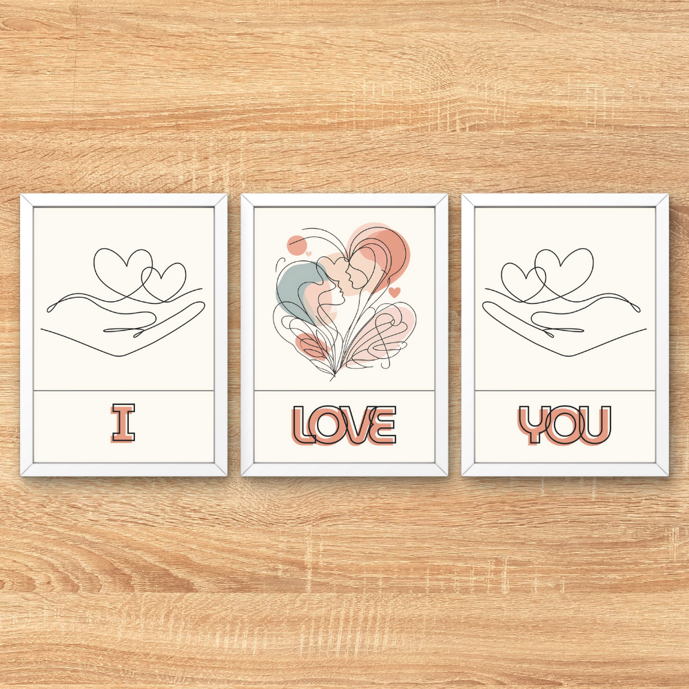 Valentines digital wall art - set of 3 prints