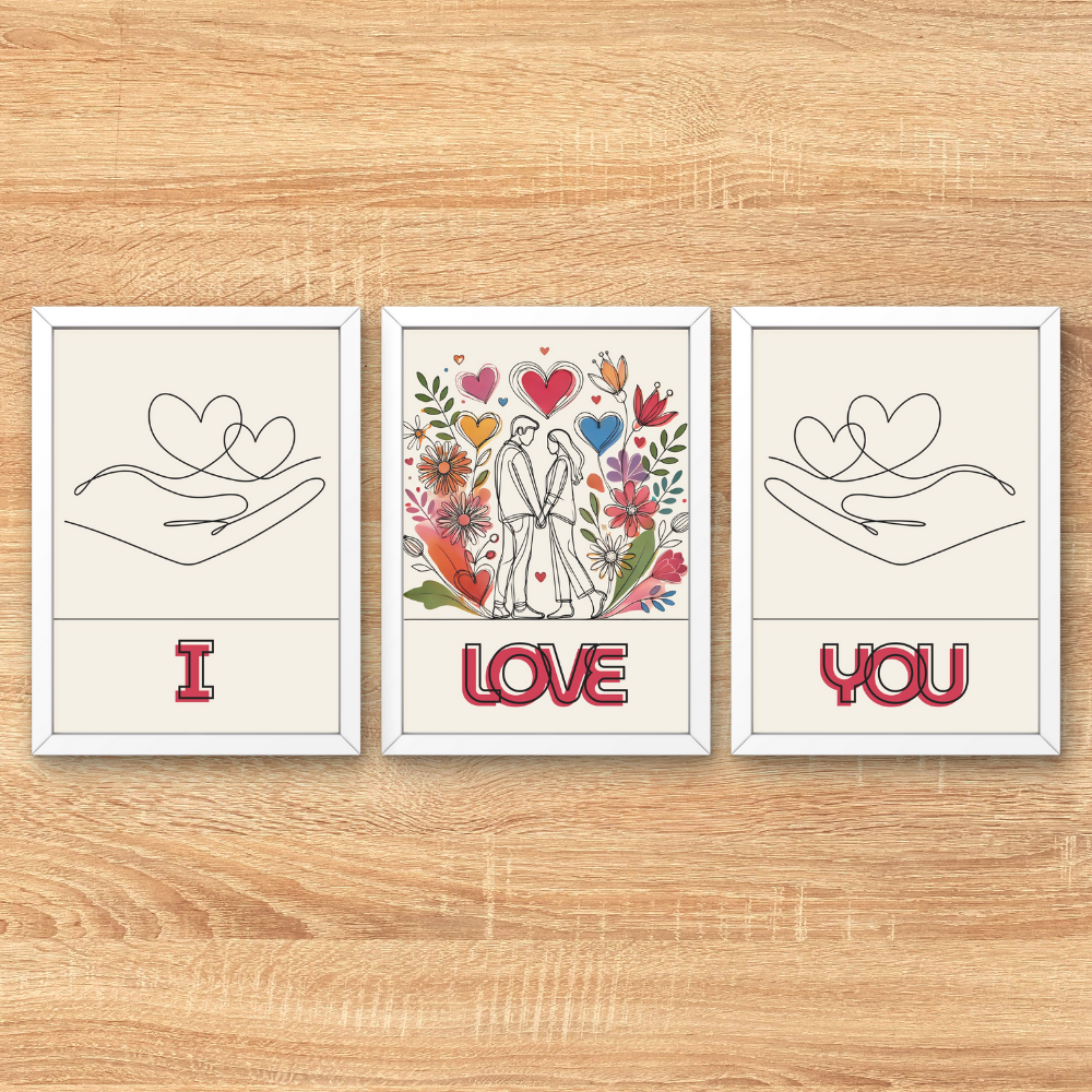 Valentines digital wall art - set of 3 prints