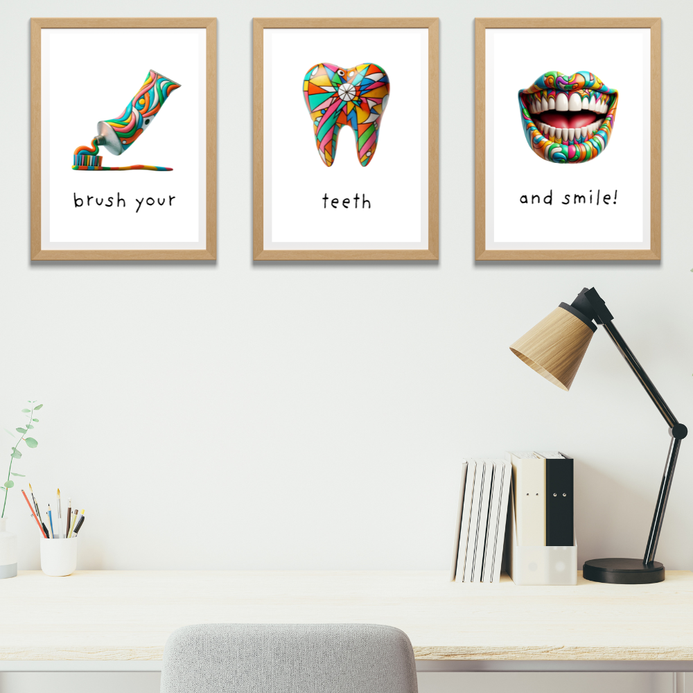 Dentist rooms wall art - set of 3 prints - Drawnify