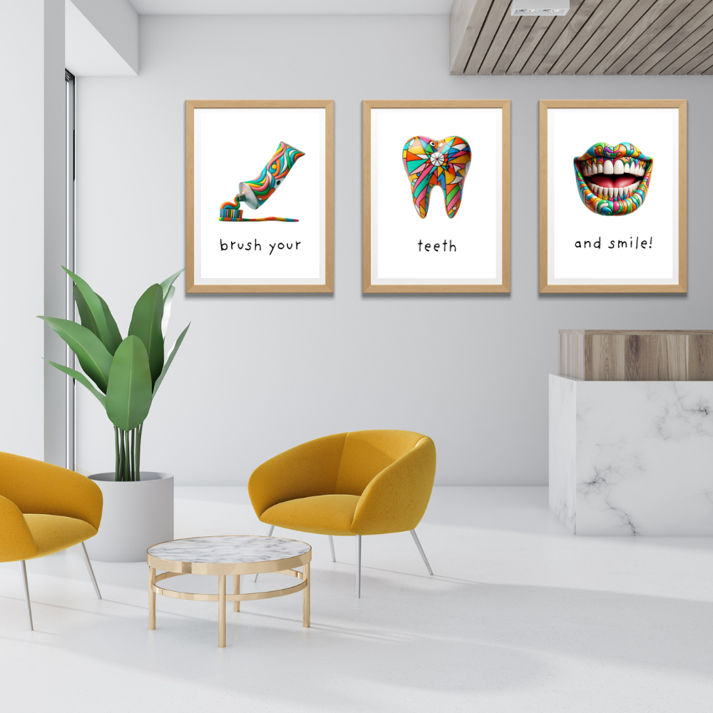 Dentist rooms wall art - set of 3 prints - Drawnify