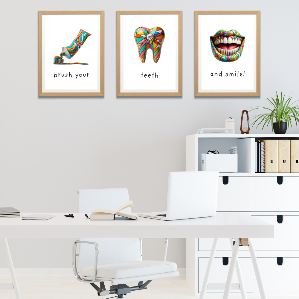 Dentist rooms wall art - set of 3 prints - Drawnify