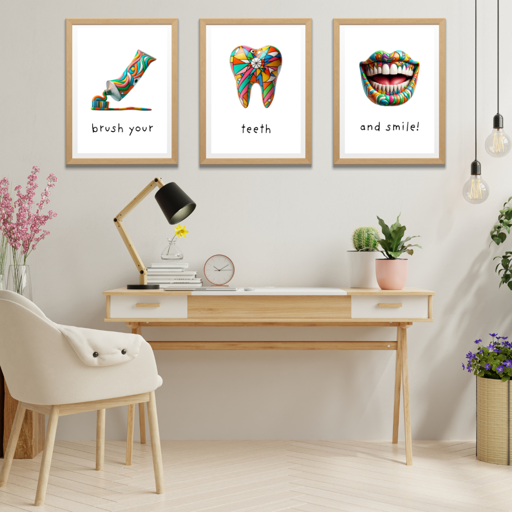 Dentist rooms wall art - set of 3 prints - Drawnify