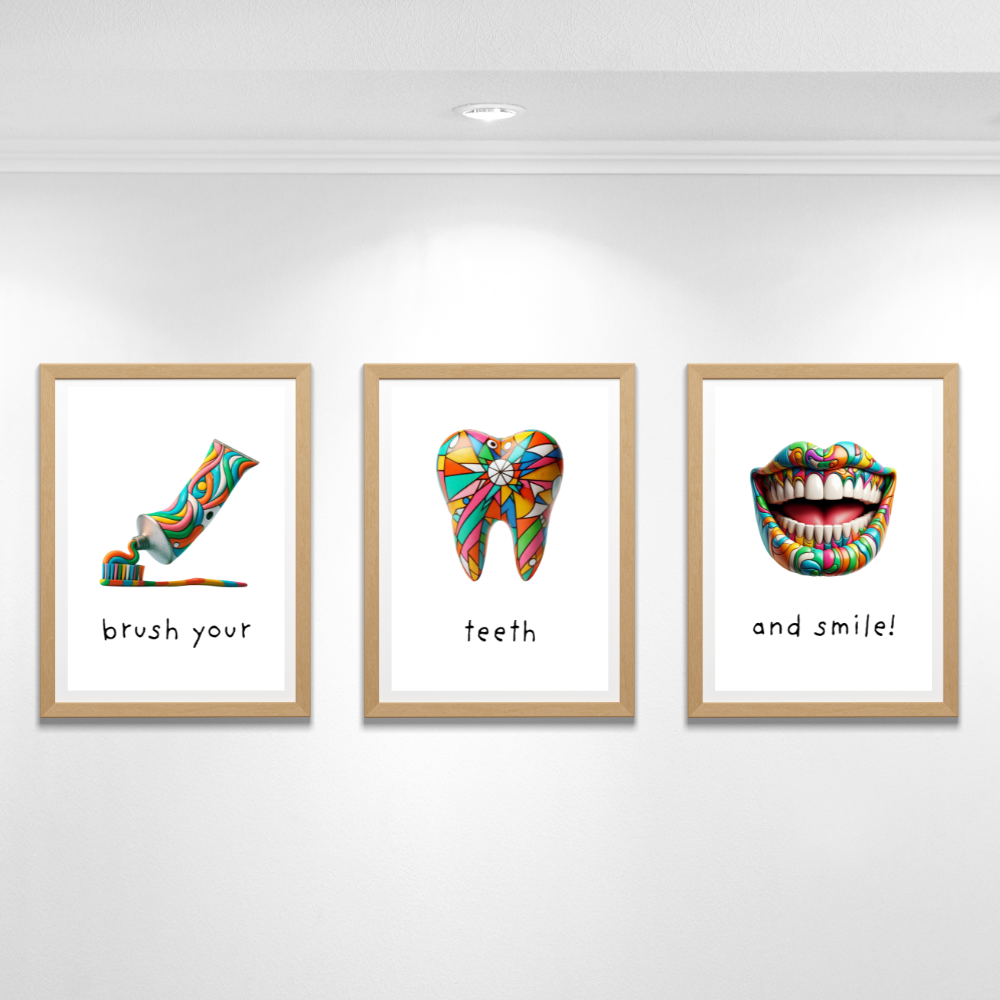 Dentist rooms wall art - set of 3 prints - Drawnify