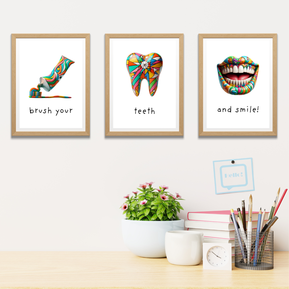 Dentist rooms wall art - set of 3 prints - Drawnify