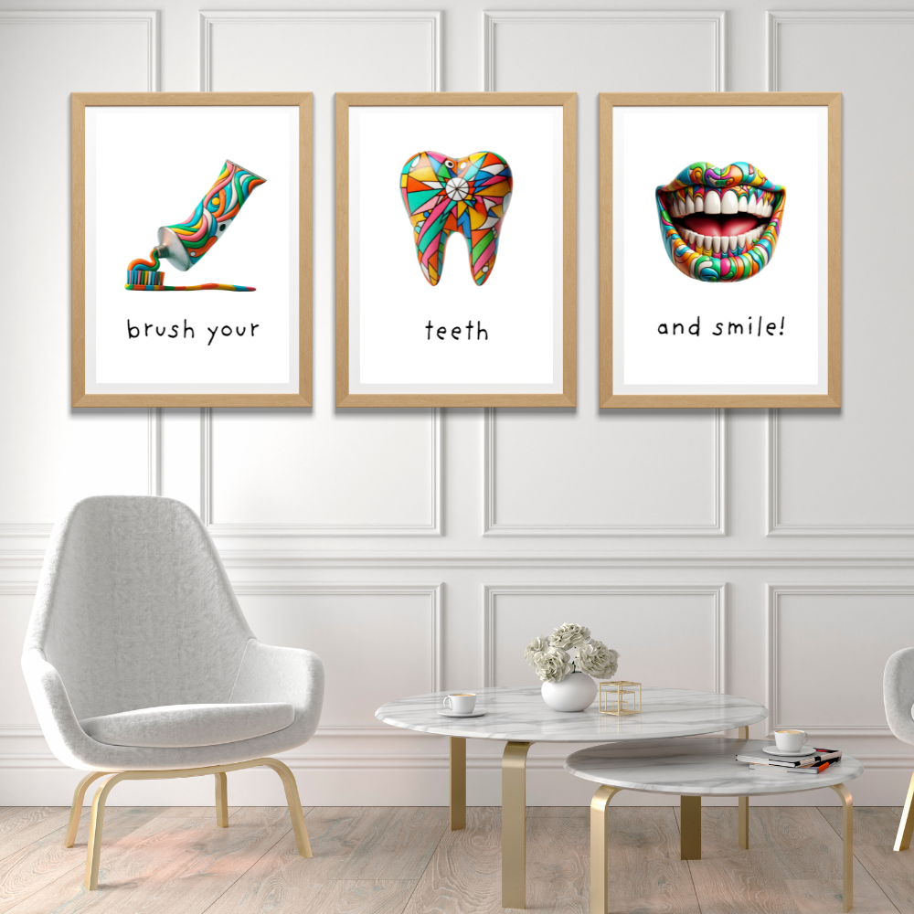 Dentist rooms wall art - set of 3 prints - Drawnify