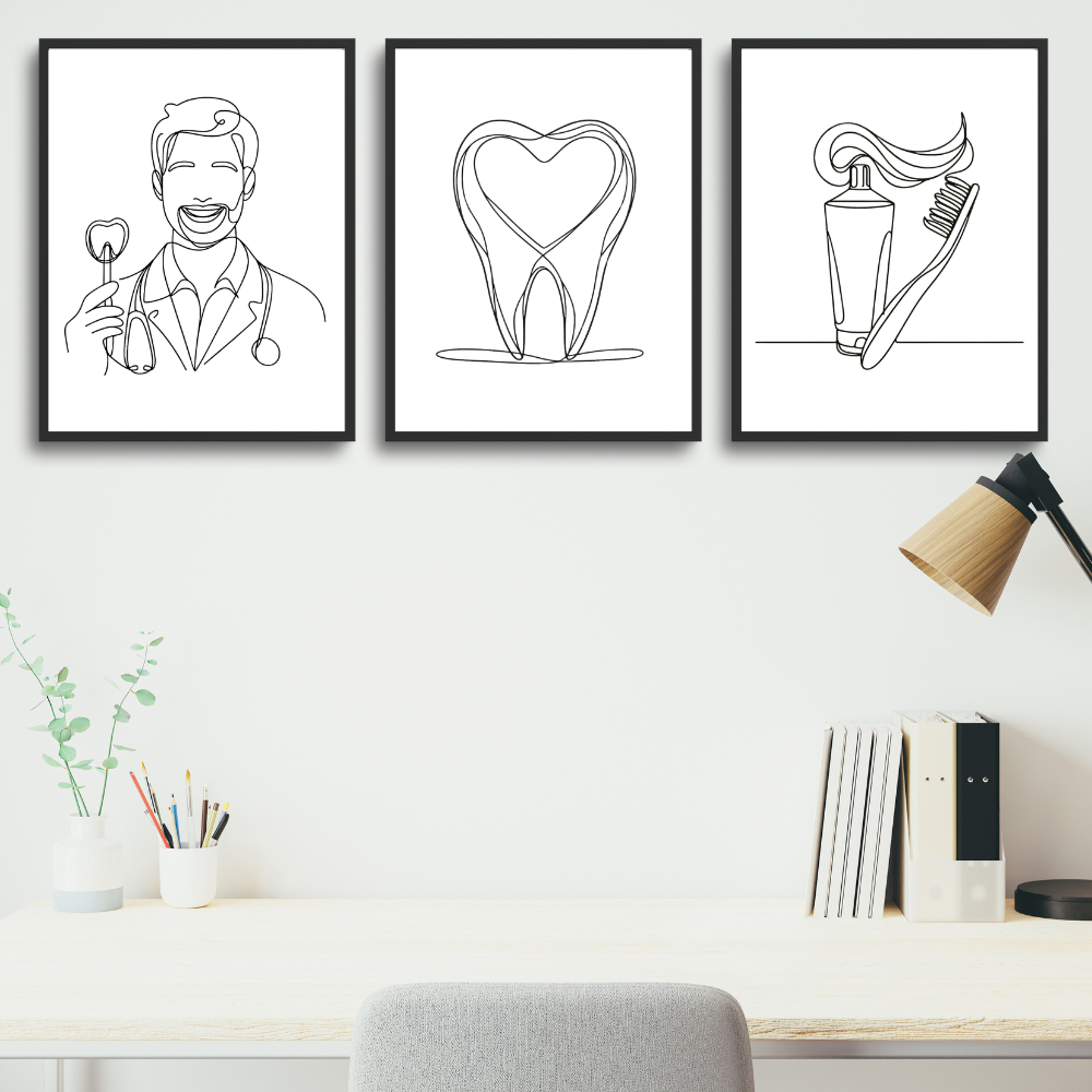 Dentist rooms wall art - set of 3 prints - Drawnify