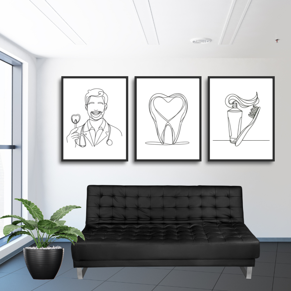 Dentist rooms wall art - set of 3 prints - Drawnify