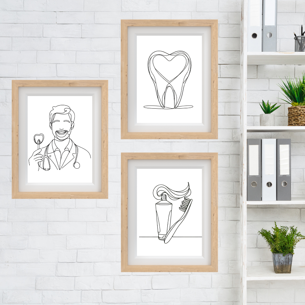 Dentist rooms wall art - set of 3 prints - Drawnify