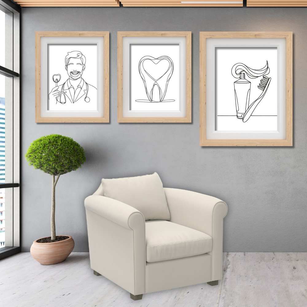 Dentist rooms wall art - set of 3 prints - Drawnify