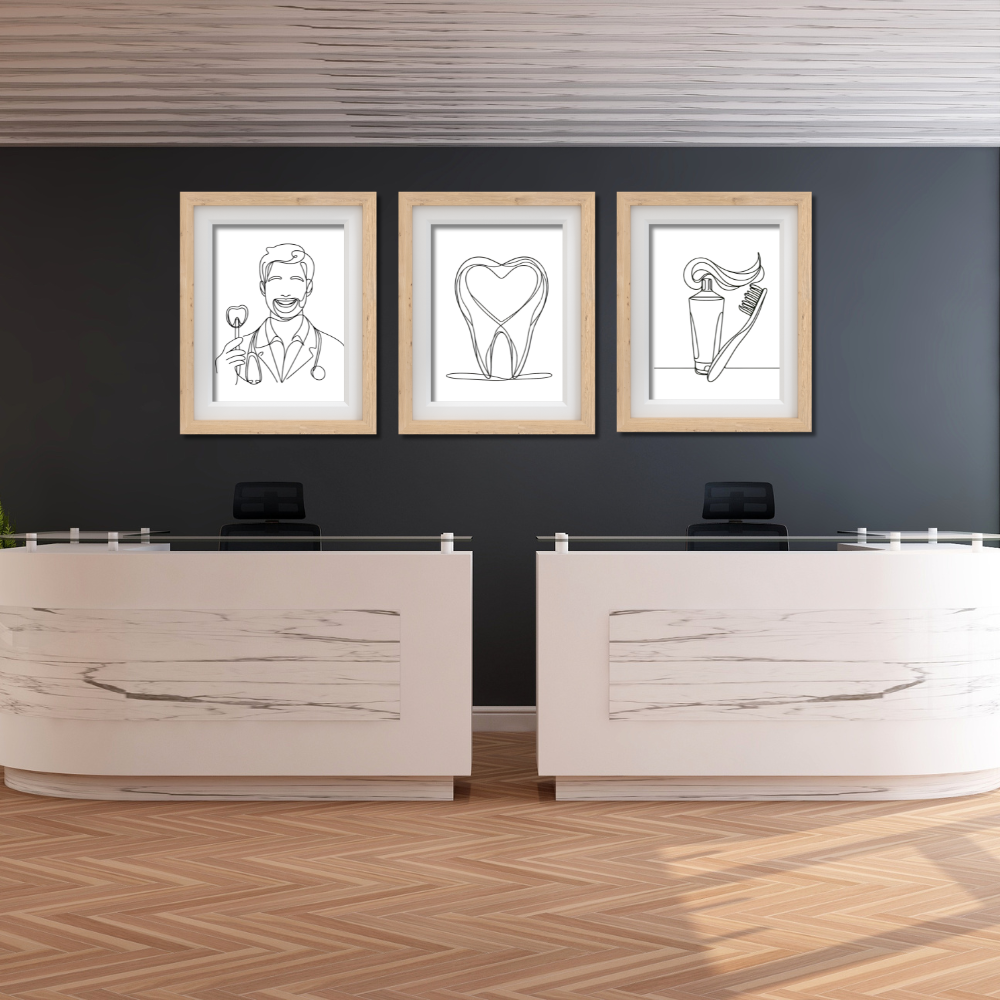 Dentist rooms wall art - set of 3 prints - Drawnify