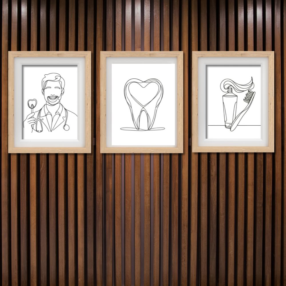 Dentist rooms wall art - set of 3 prints - Drawnify