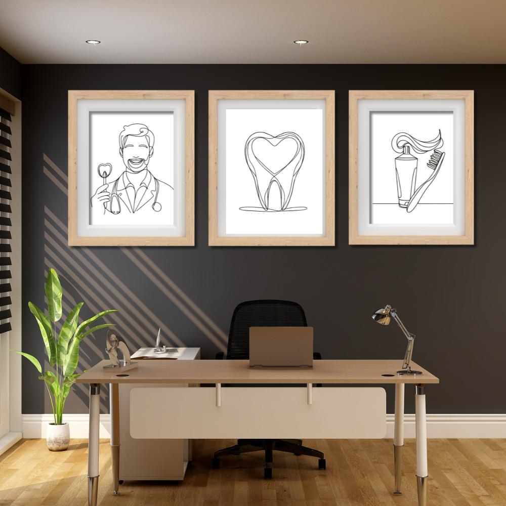 Dentist rooms wall art - set of 3 prints - Drawnify