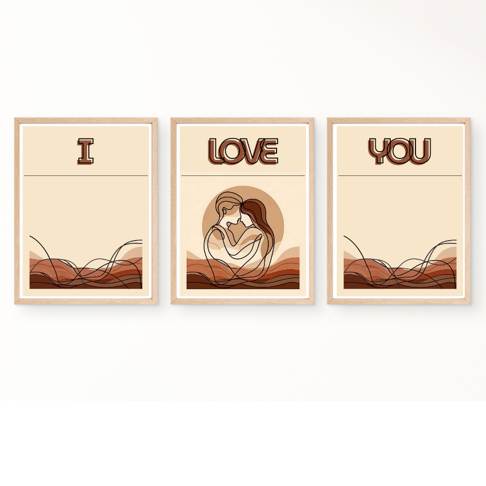 Valentines digital wall art - set of 3 prints