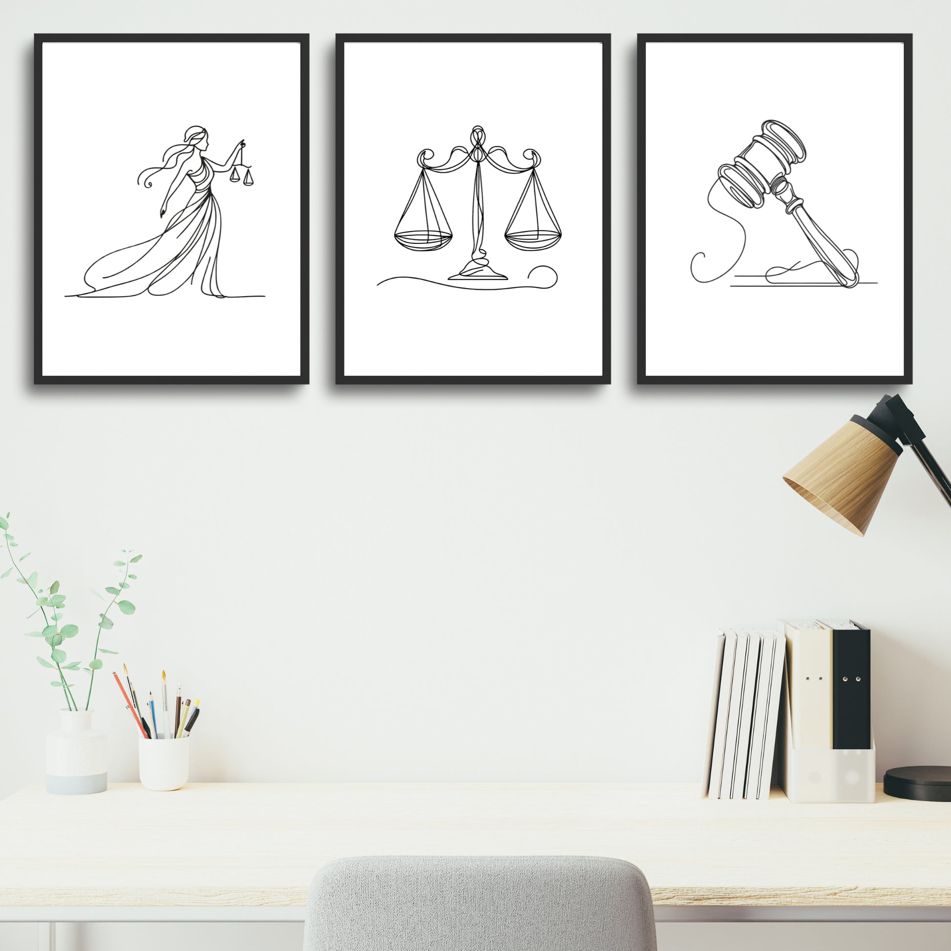 Lawyer office wall art - set of 3 prints - Drawnify