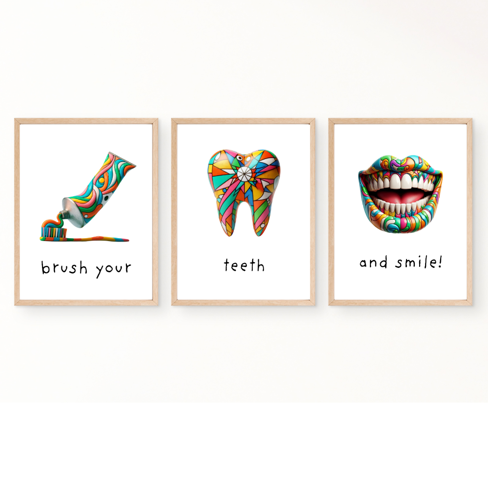 Dentist rooms wall art - set of 3 prints - Drawnify