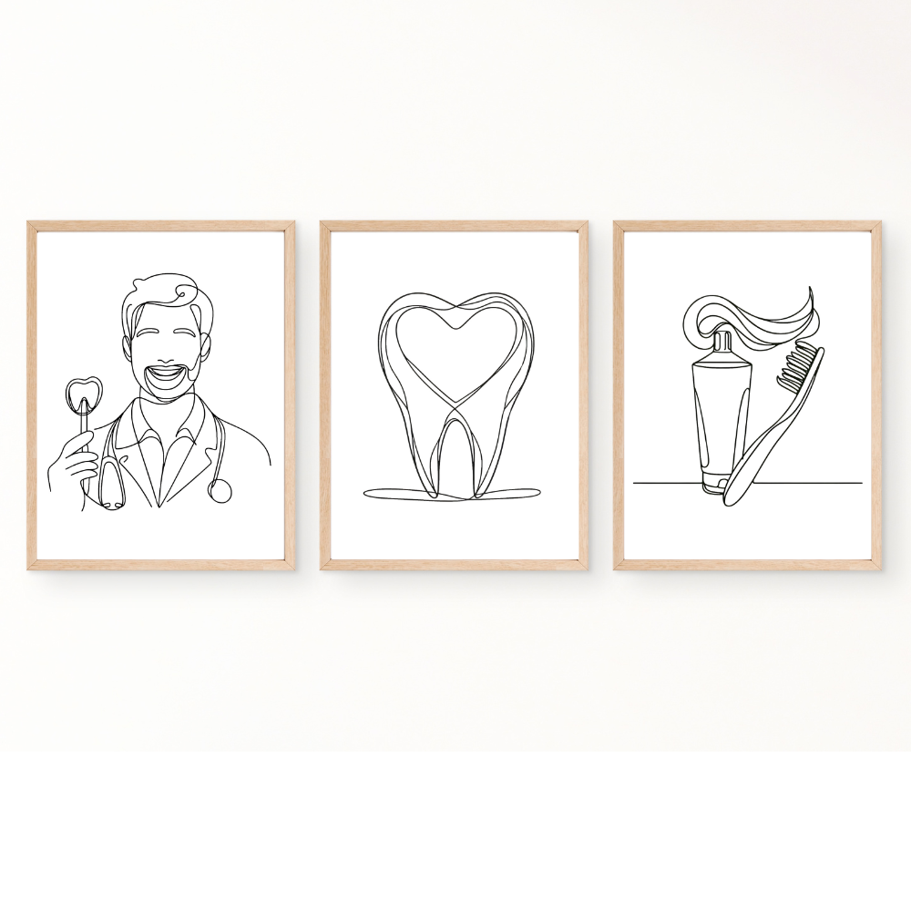 Dentist rooms wall art - set of 3 prints - Drawnify