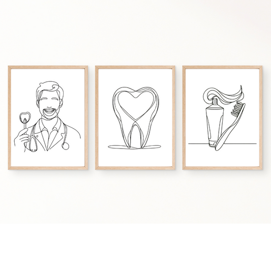 Dentist rooms wall art - set of 3 prints - Drawnify