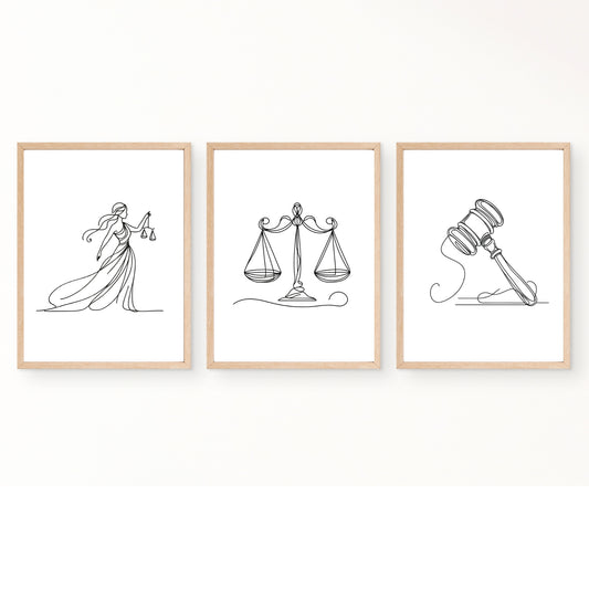 Lawyer office wall art - set of 3 prints - Drawnify