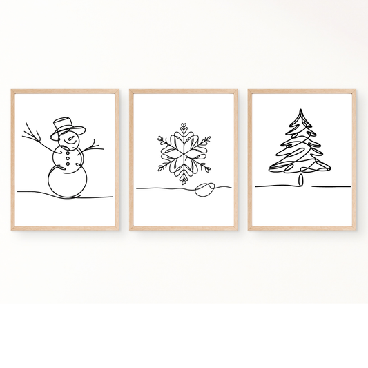 Christmas digital wall art elegant - set of 3 prints