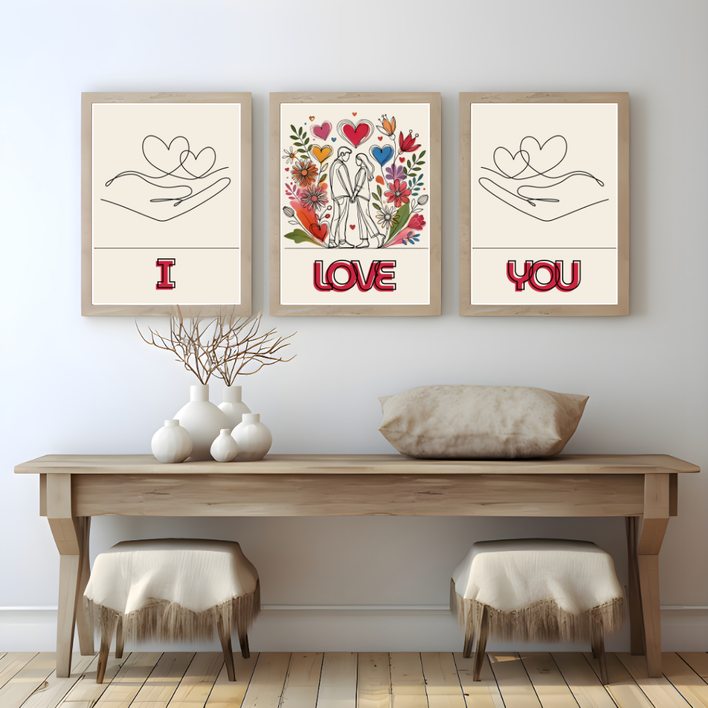 Valentines digital wall art - set of 3 prints