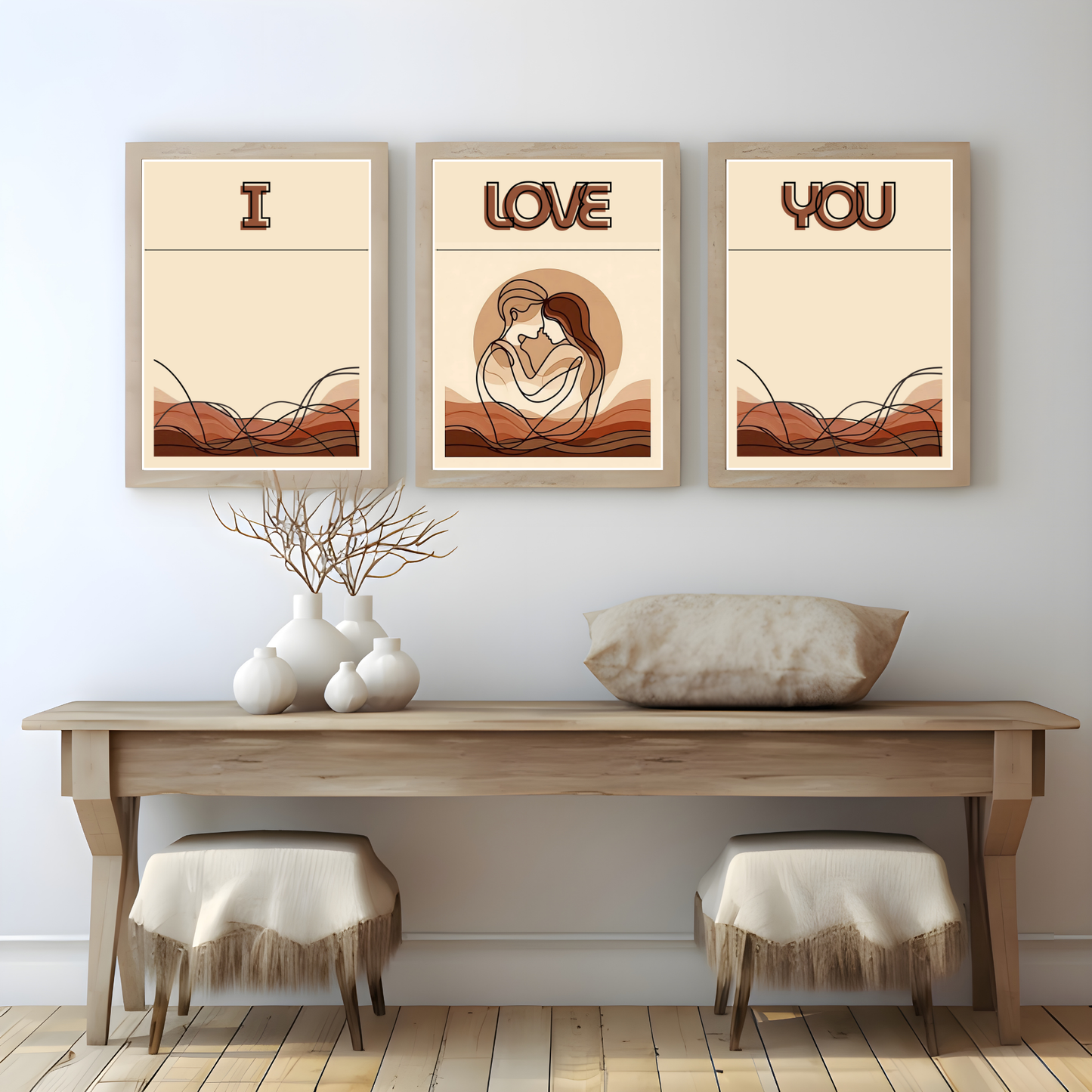 Valentines digital wall art - set of 3 prints