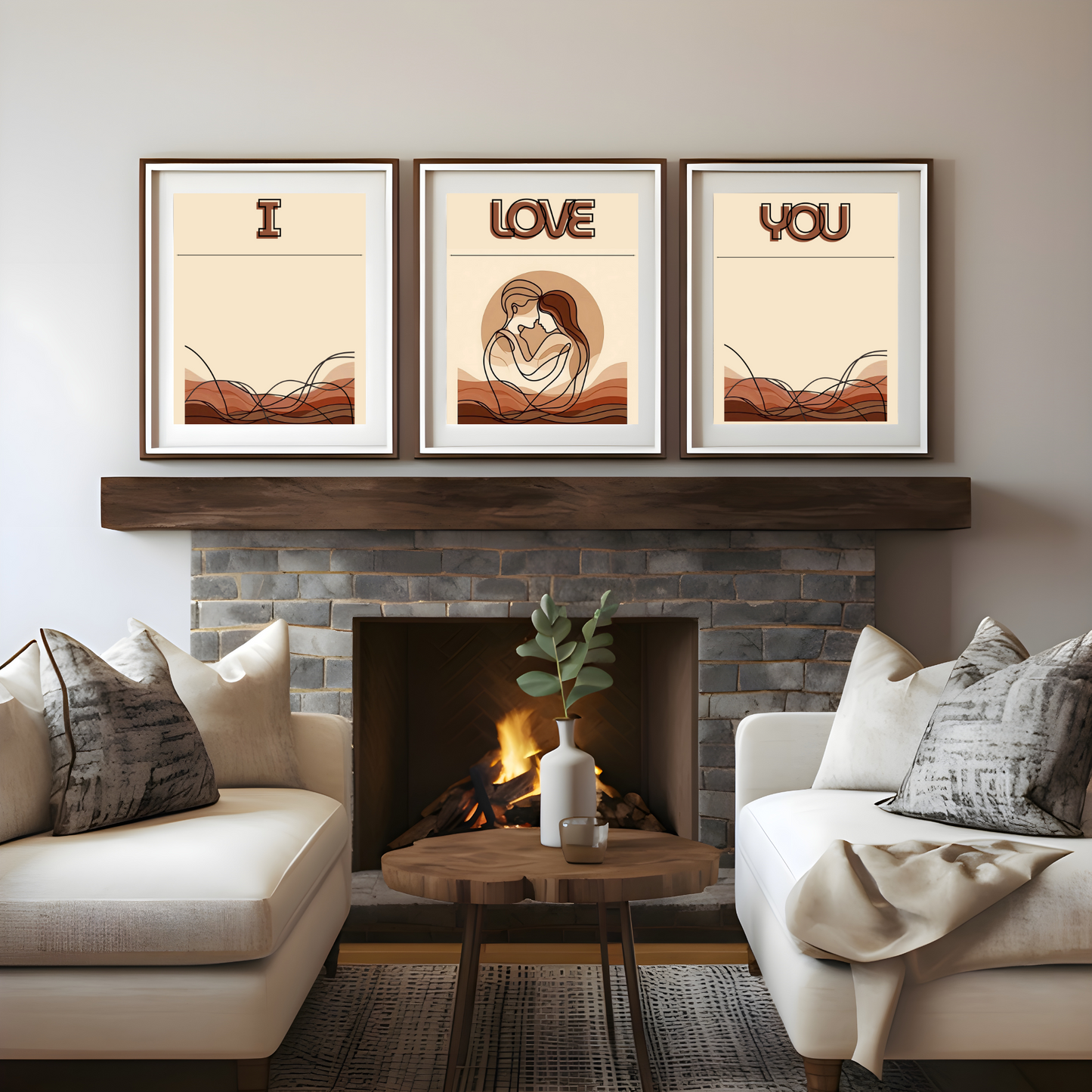 Valentines digital wall art - set of 3 prints