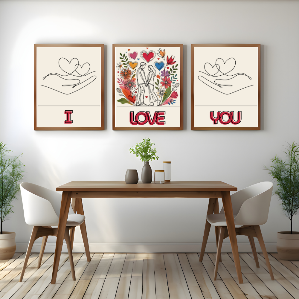 Valentines digital wall art - set of 3 prints