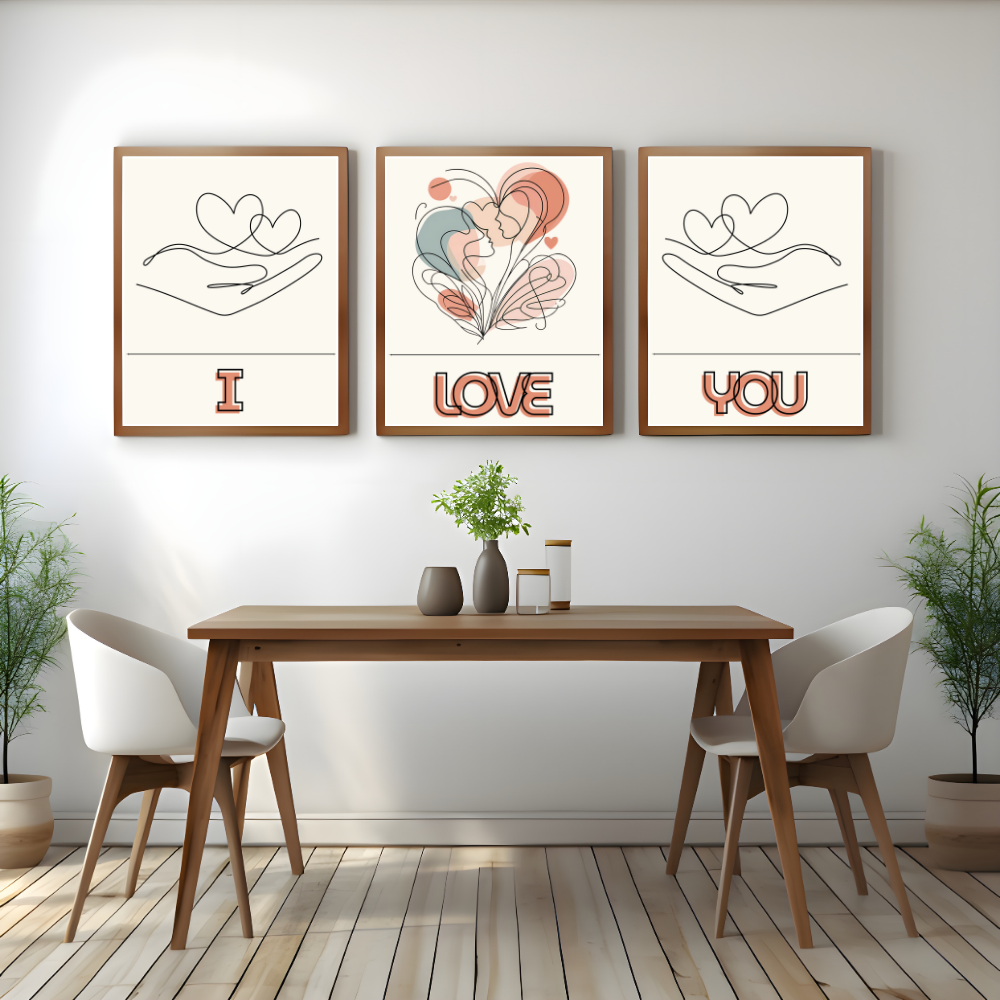 Valentines digital wall art - set of 3 prints