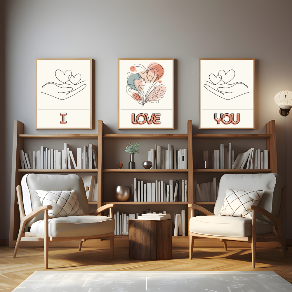 Valentines digital wall art - set of 3 prints