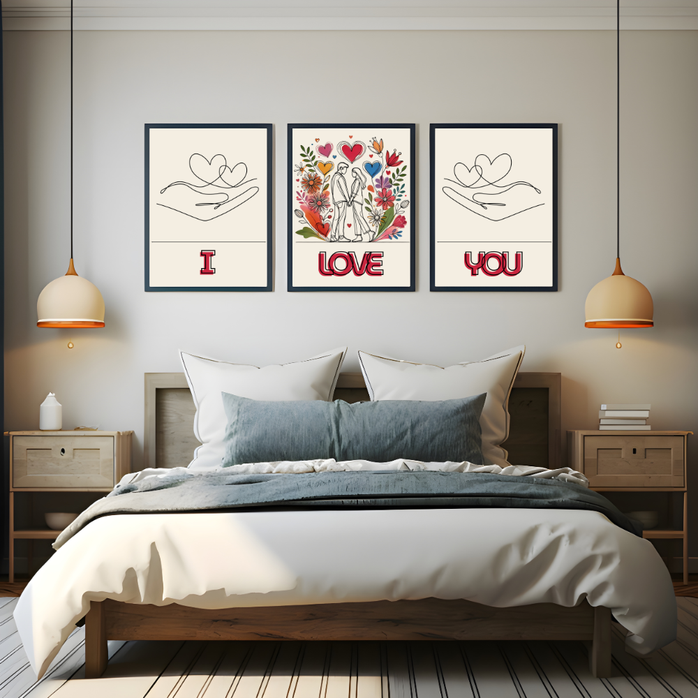 Valentines digital wall art - set of 3 prints