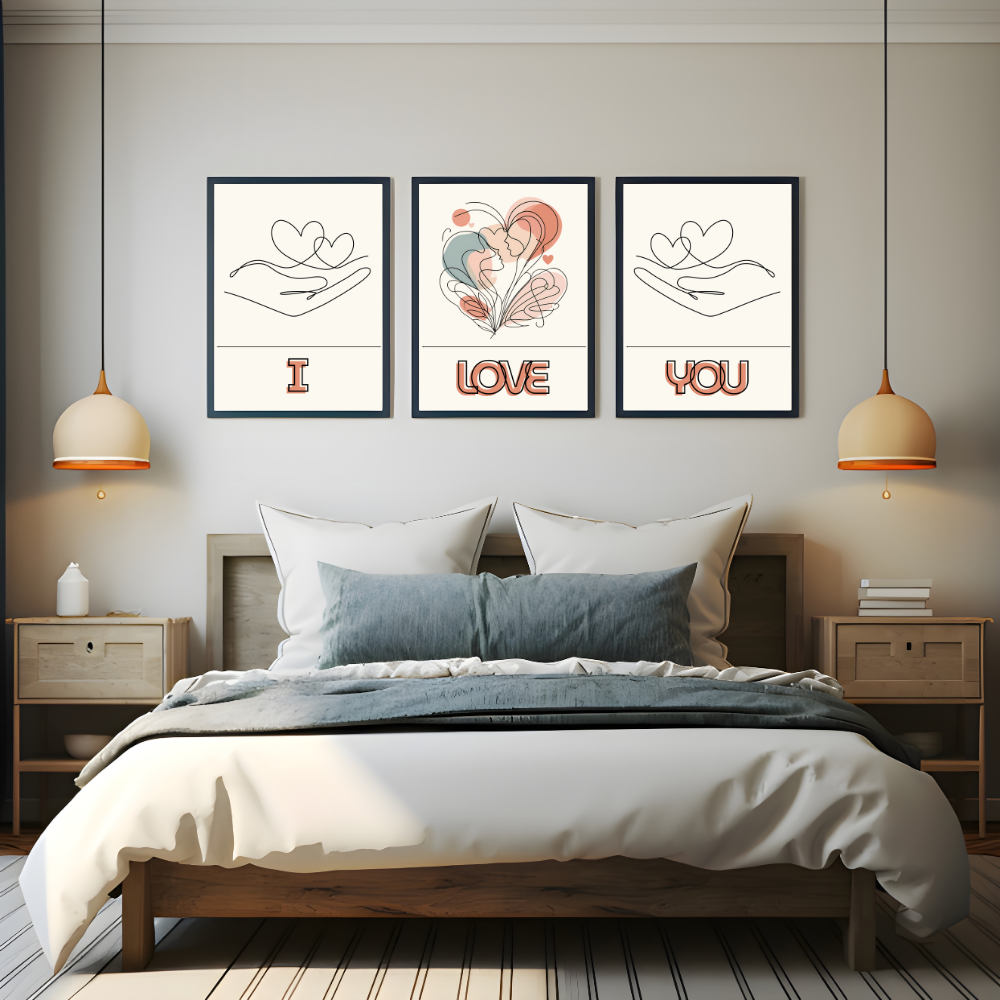 Valentines digital wall art - set of 3 prints