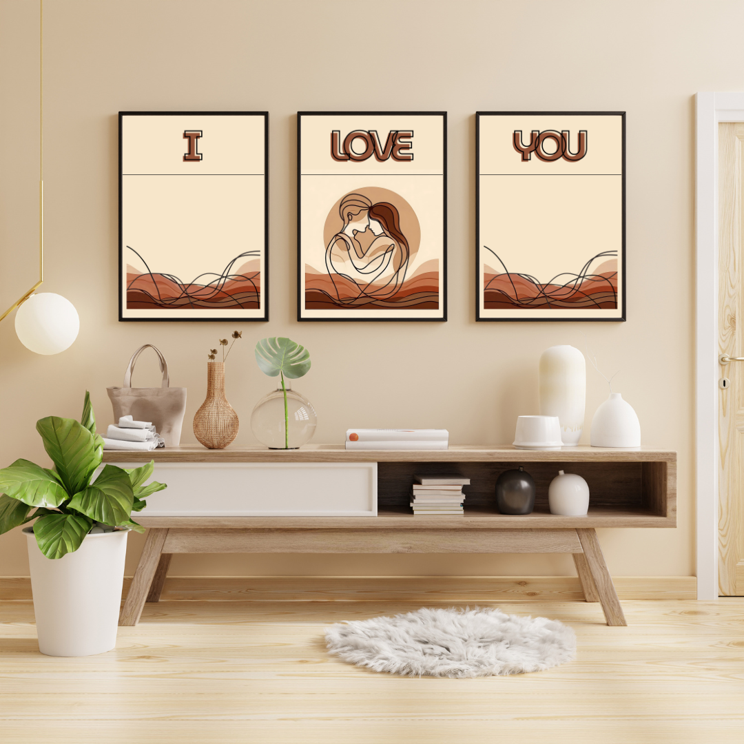 Valentines digital wall art - set of 3 prints