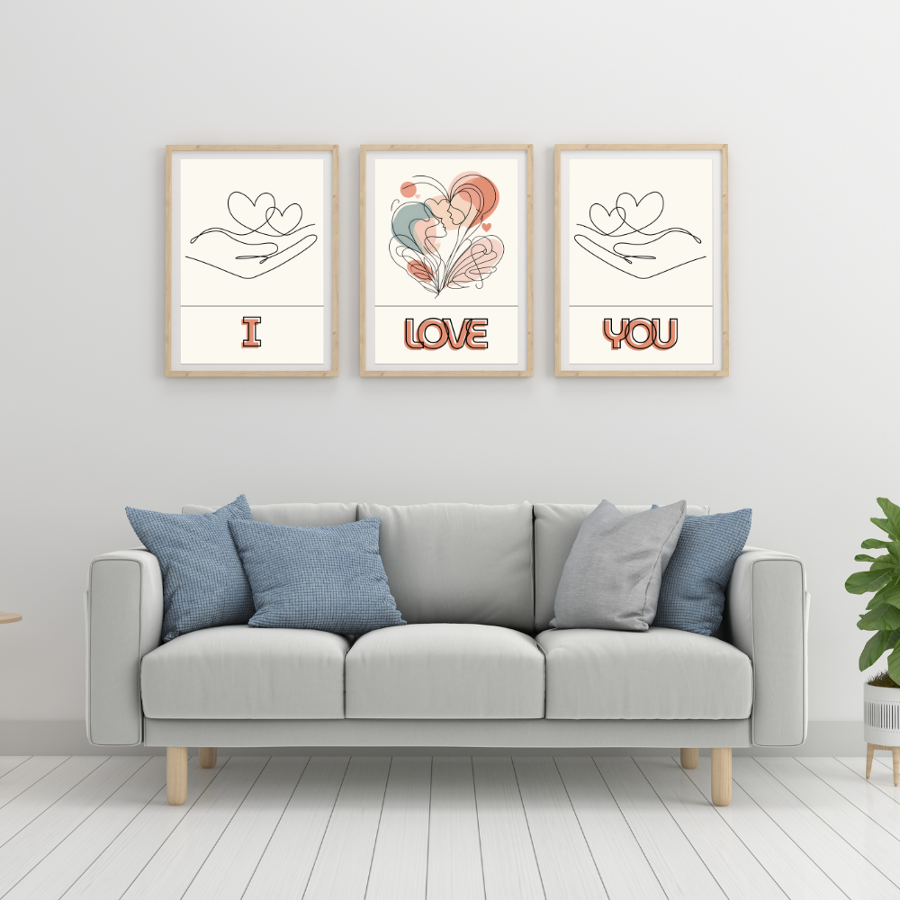 Valentines digital wall art - set of 3 prints